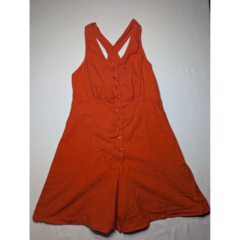 Center Aisle Women M Orange Cotton Cross Back Romper Retro Dopamine Dressing